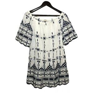 Bella Umbra Tunic Blouse Women Size S Boho Hippie Retro Embroidery Flare Smock